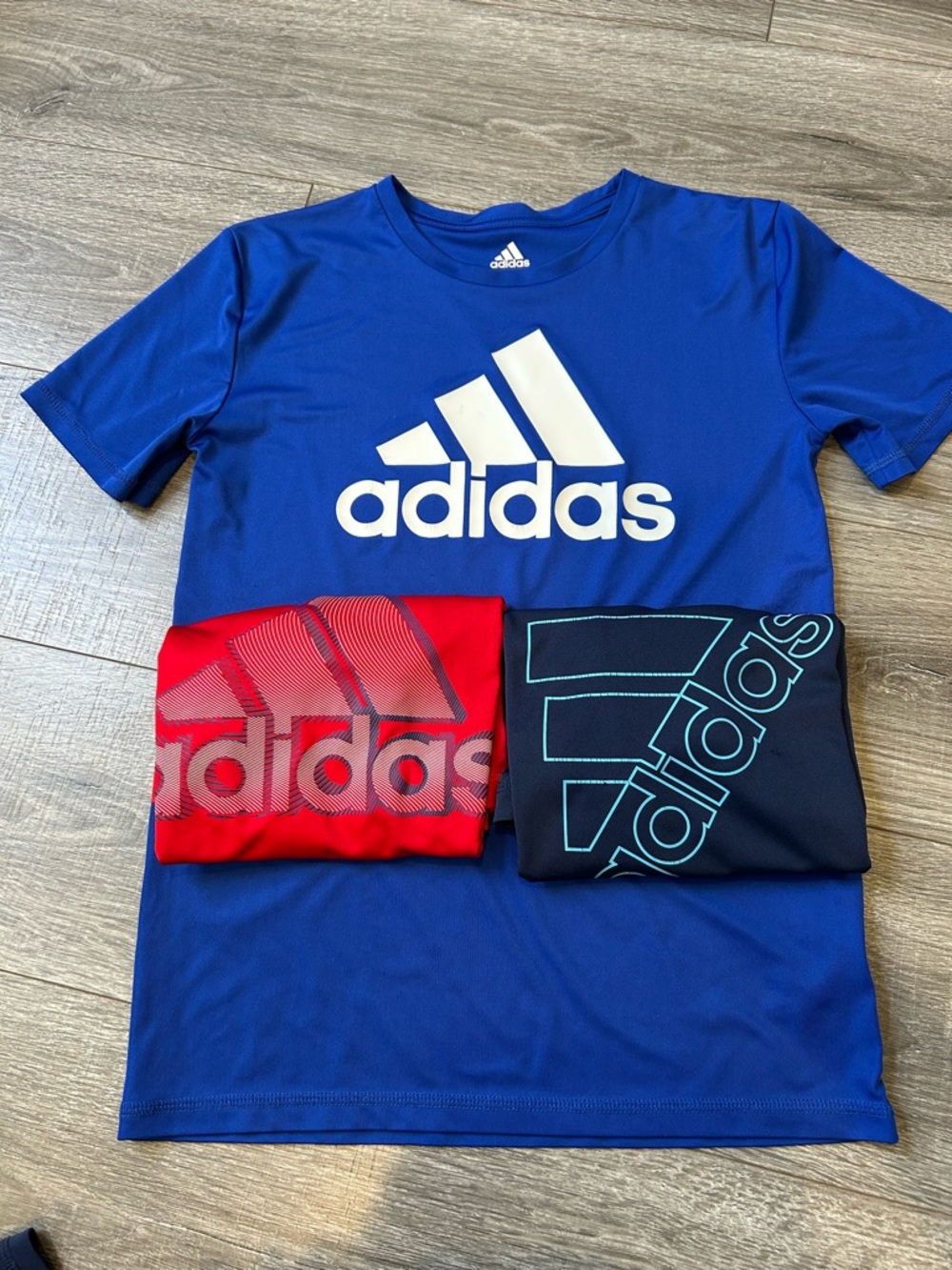 adidas Blue Short Sleeve Tee with White Logo (3-Pack Display)